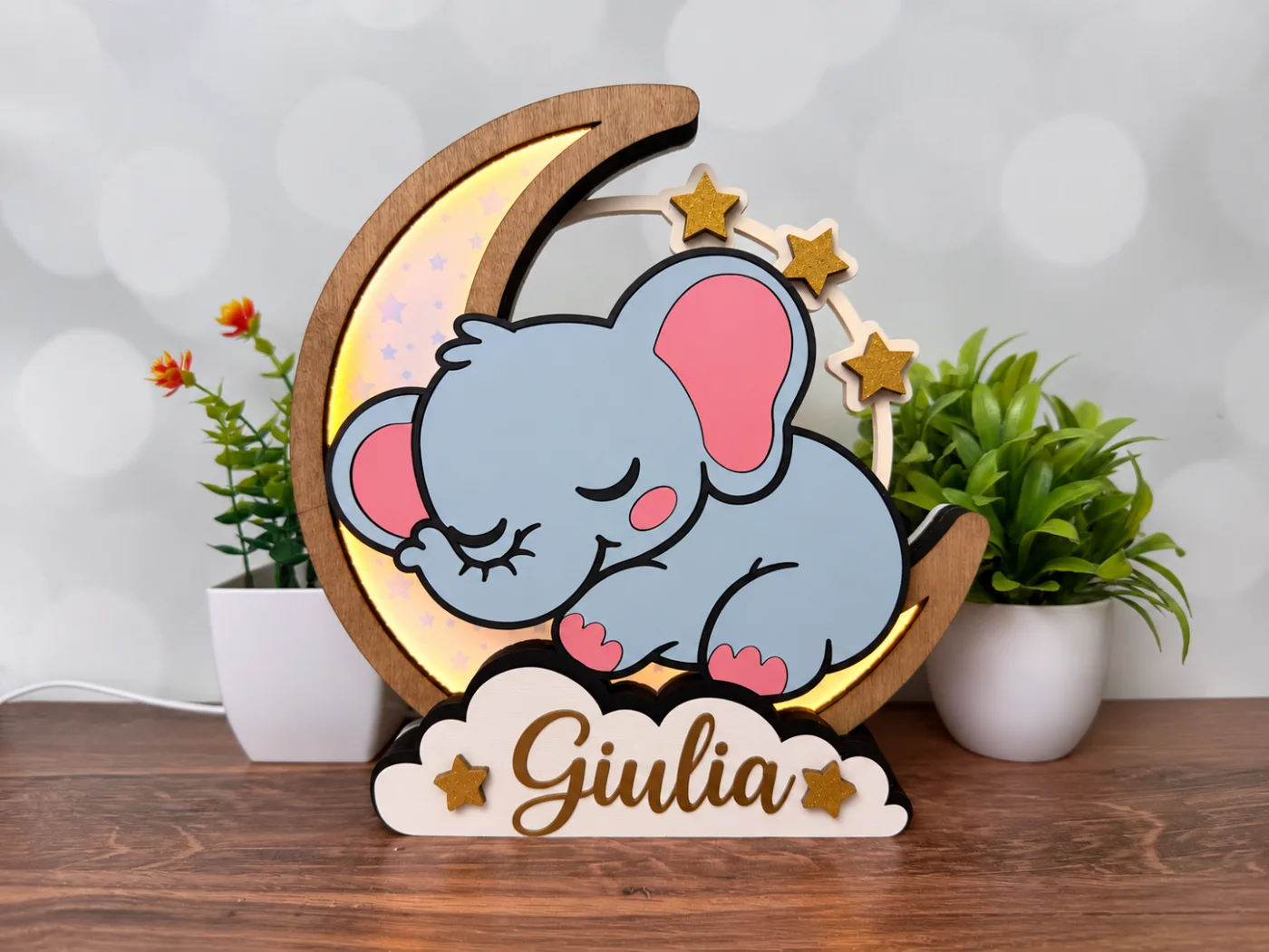 Lampada della buonanotte personalizzata — Elefantino