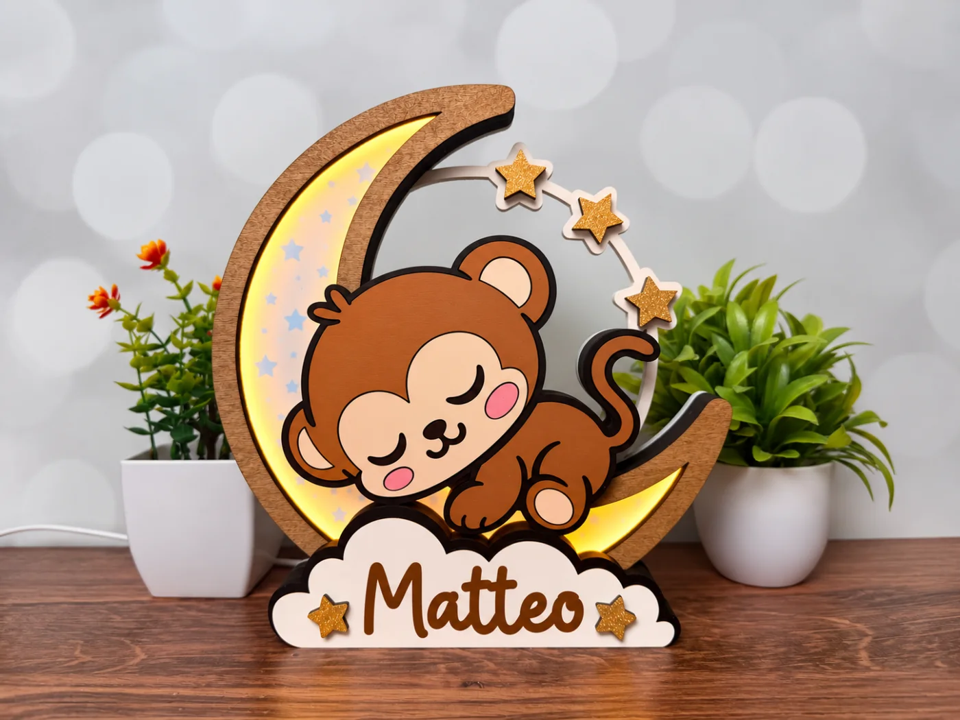 Lampada della buonanotte personalizzata — Scimmietta
